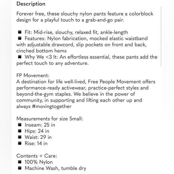 NWOT Free People Movement Freeflow Embroidered Pants in Black Combo - Picture 5 of 7